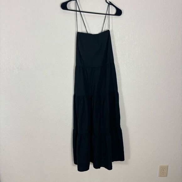 Rails Black Leni Open Back with Tie Midi Dress Cotton/Lyocell Women's XL - Picture 1 of 9